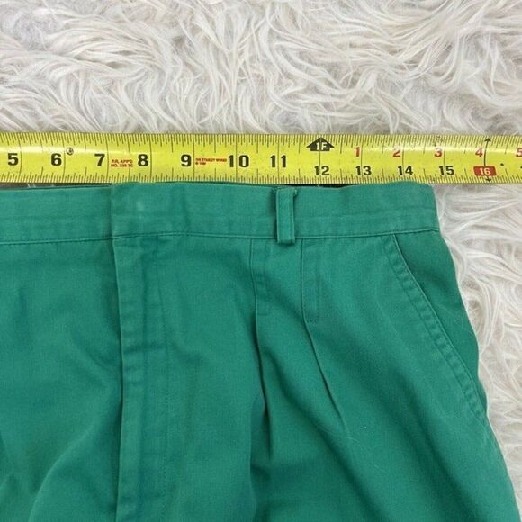 H.W Straight Leg Womens Green Vintage 70s Pleated Trouser Pants Size 14 - Picture 5 of 10